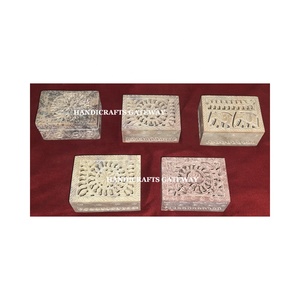 Stéatite sculpture boîte à bijoux stockage assorti fleur conception pour bague et boucle d'oreille cadeaux boîtes d'emballage au prix d'usine - Product Image 4