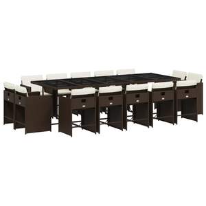 Ensemble de 14 ensembles de salle à manger de jardin en teck brun - Product Image 2