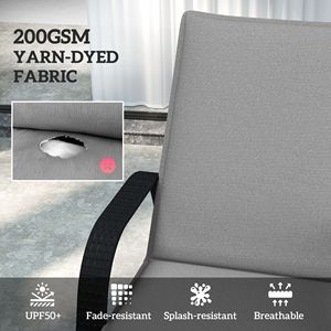 Set di 2 Cuscini Grigi per Chaise Longue da Esterno, Tessuto UPF50+ 200gsm, 76" X 23"-Pieghevoli - Product Image 4
