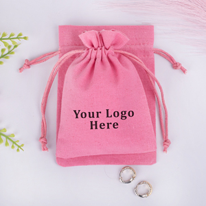 Promotional Pink <b>Drawstring</b> Jewelry Pouch Custom Logo Printing Rectangular Shape <b>Bag</b> For <b>Small</b> Storage Packaging - Product Image 4