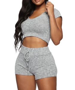 Fitness Yoga Wear Custom Logo Breathable Nylon Spandex 2-Piece Scrunch <b>Butt</b> <b>Lift</b> <b>Leggings</b> Ribbed Bra Crop Top Women Workout Set - Product Image 5