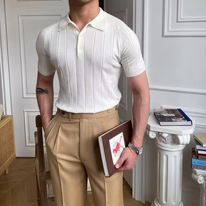 Polo en soie glacée pour homme, été 2025 |   T-shirt Business Slim Fit |   Haut en tricot respirant pour la vente en gros et l'exportation - Product Image 2