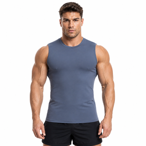 Camiseta Deportiva de Compresión sin Mangas para Hombre, Personalizada, para Gimnasio, Entrenamiento, Capa Base Deportiva, Marca Privada OEM - Product Image 3