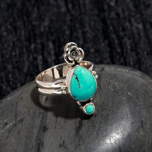 Handcrafted Fine Jewelry Wedding Wholesale 925 Silver <b>Ring</b> Authentic Design with <b>Turquoise</b> Stone Pear Cut Bezel Setting Gemstone - Product Image 2