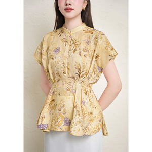 Blusa de Lino y Viscosa Ecológica para Mujer, Estilo Vietnamita, con Cuello Mandarín, Botones, Antiarrugas, Estilo Casual de Verano, VENUS - Product Image 4