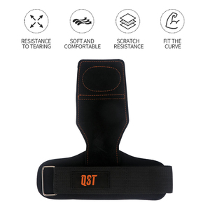 QST Guantes de Cuero Antideslizantes para Levantamiento de Pesas, Crossfit y Culturismo, con Correa Ajustable para Muñeca, Unisex - Product Image 4