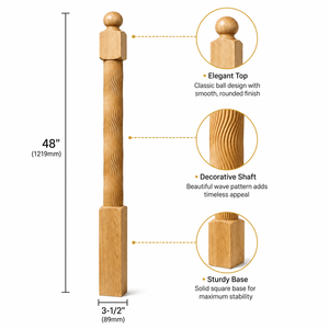 Poteau d'escalier et balustrade en bois massif EFS NP02 avec garantie d'un an - Design moderne pour escaliers intérieurs - Product Image 1