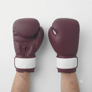 Gants de boxe en cuir de vachette bordeaux, durables, pour l'entraînement et le sparring, fermeture à scratch sécurisée, sur mesure - Product Image 2