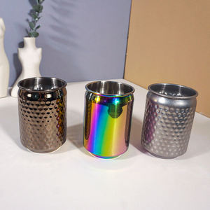 Ensemble de tasses à boire en acier inoxydable martelé, gobelets métalliques réutilisables, verres à eau, verres à cocktail, verres à jus, articles de cuisine et de bar - Product Image 5