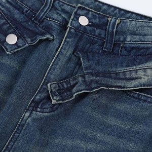 Nouveau Jean Cargo en Denim Bleu pour Homme Coupe Ample Personnalisée Multi-Poches Streetwear Vintage Délavé Jambe Large Droite - Product Image 3