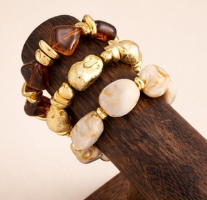 Luxury Resin Stone Beaded Stretch <b>Bracelet</b> Set Handmade Fashion Jewelry Elegant <b>Boho</b> Statement Wrist Accessory Timeless Craft - Product Image 4