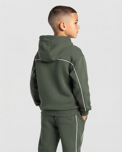 Conjunto Deportivo para Niños, Sudadera con Capucha y Pantalones Deportivos Extra Grandes en Verde Oscuro con Contraste, Traje Deportivo de Algodón Suave para Niños, Fabricante OEM - Product Image 5