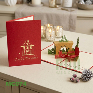 Carte en papier faite à la main de haute qualité, imprimée par transfert thermique, nouvelle tendance, thème Amour, Noël, Cheminée, Vœux, Mariage, Remerciement - Product Image 4