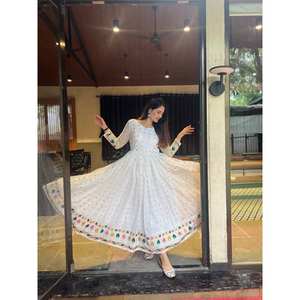 Urban Couture Brodé Blanc Georgette Anarkali Costume Ensemble Femme M [38] UC-1164 Collection - Product Image 4