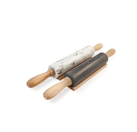 Rouleau à pâtisserie en marbre multi-usages avec manche en bois pour hôtel, restaurant, pizza, chapati – Outil de cuisson en gros