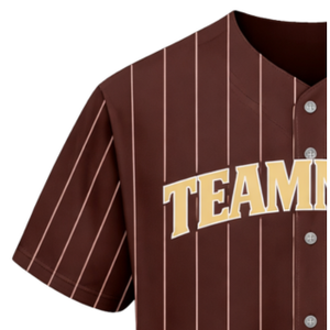 Camiseta de Béisbol Personalizada con Rayas Marrones y Diseño de Botones, Nombre del Equipo y Número del Jugador Personalizados para Ropa Deportiva Masculina - Product Image 5