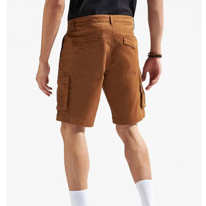 Shorts cargo marron pour homme, taille mi-haute, en toile, décontractés, respirants, avec poches, fermeture boutonnée, couleur unie, longueur Bermuda - Product Image 6