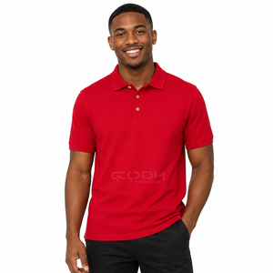 Camiseta Polo Roja Clásica para Hombre, 100% Algodón Piqué, Manga Corta, Informal, para Golf, con Logotipo Personalizado, OEM, al por Mayor - Product Image 4