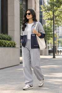 ONETEN APPARELS Ensemble de survêtement 2-en-1 écologique pour femme, veste zippée à col montant et pantalon - Product Image 6