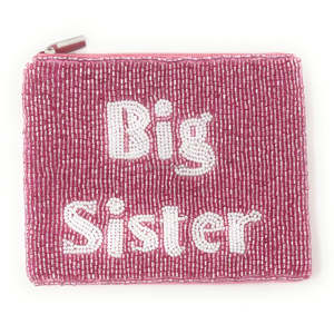 Custom Big Sister Letter Embroidered Durable Vintage Clutch Handmade Beaded Pouch for Zipper <b>Wallet</b> Bridal Gift <b>Small</b> - Product Image 1