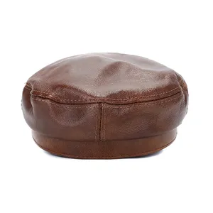Casquette plate unisexe en cuir PU noir respirant et réglable, style anglais, décontractée, pour adultes, toutes saisons, pour l'extérieur - Product Image 2