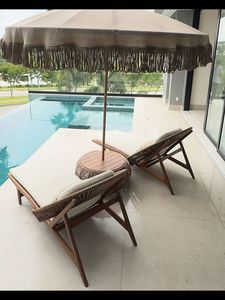 Tumbona de Madera Tejida para Exteriores, Tumbona para Piscina, Silla Reclinable para Patio con Cojín para Hotel o Villa - Product Image 5