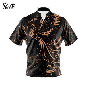 High Quality Mens Knitted Sporty <b>Bowling</b> for Shirts Custom Name Short Sleeve Team Jersey for Adults - Product Image 3