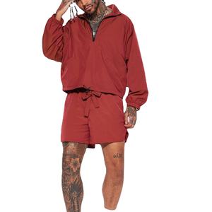 Chándal cortavientos con media cremallera de nailon de alta moda con logotipo personalizado 2026 para hombre, conjunto informal de ropa de calle con cuello levantado con sublimación - Product Image 1