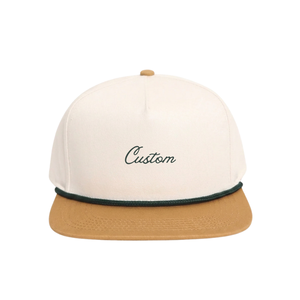 High Quality Vintage Canvas Two Tone Camp <b>Cap</b> with Rope Custom Logo Snapback Hat Structured <b>Flat</b> Brim Made in Vietnam - Product Image 4