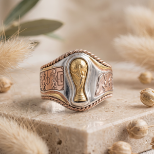 Anillo de Campeonato de Fútbol Personalizado en Plata 925 Chapado en Oro de 3 Tonos, Joyería Deportiva Hip Hop al por Mayor - Product Image 1