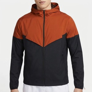 Men's Hooded <b>Windbreaker</b> Jacket Color Blocking Orange <b>Black</b> Sporty Zipper Closure Lightweight Outdoor Running Coat Autumn Wear - Product Image 4