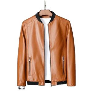 แจ็คเก็ตหนังสำหรับผู้ชายเสื้อโค้ทหลายซิปสำหรับฟิตเนสเสื้อแจ็กเก็ตหนังมอเตอร์ไซค์ลายกะโหลกทรงสลิมแฟชั่นสำหรับฟิตเนสใหม่ - Product Image 1