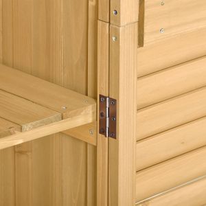 Casetta da Giardino a 3 Livelli in Legno con Design a Persiana in Abete, Armadio Contenitore da Esterno per Patio, Organizer con Serratura - Product Image 3
