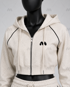 Women <b>Cropped</b> <b>Zip</b> <b>Up</b> Hoodie Sweatshirt and Wide Leg Pants Tracksuit Set Casual Lounge Wear - Product Image 6