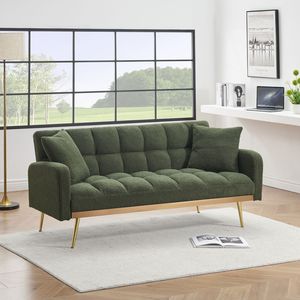 Divano Letto Verde da 69 Pollici con Funzione Regolabile per Piccoli Spazi, Ideale per Soggiorno o Camera da Letto - Product Image 2