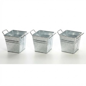 Wholesale Square Galvanized Metal <b>Bucket</b> Set Rustic Farmhouse <b>Tin</b> Pail Planter Pots for Garden Flower and Succulent Display - Product Image 1
