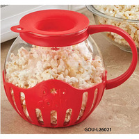 Pop-cornière moderne en verre ronde pour micro-ondes avec couvercle en silicone, multifonction et poignée, idéale pour les fêtes et la cuisine