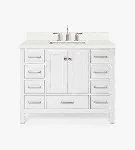Mueble de Baño Abigail de 43 Pulgadas, Directo de Fábrica, Color Blanco, Lavabo Individual, Encimera de Cuarzo Blanco Puro Opcional, Directo de Fábrica Vietnam - Product Image 2