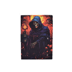 A5 Gothic Skull Design <b>Notebook</b> 200 Pages Cardboard Hardcover Journal Lock Closure | Horror Theme Printed Diary Gift Bulk <b>Set</b> - Product Image 2