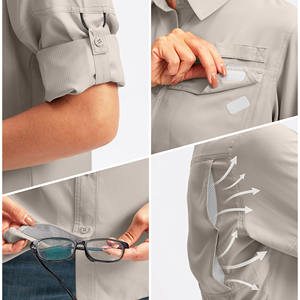 Camisas de pesca de calidad superior con cuello vuelto, transpirables y agradables al tacto, para mujer. - Product Image 4