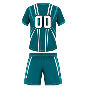Conjunto de Camiseta y Pantalones Cortos de Rugby en Blanco y Verde Azulado, Cuello en V, Uniforme de Equipo, Transpirable, Ligero, Personalizable, Ropa Deportiva de Entrenamiento - Product Image 2