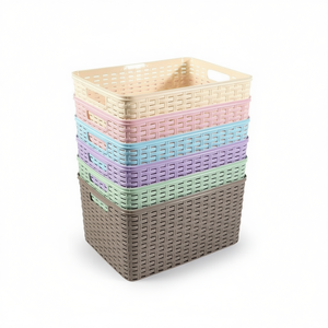 Cesto Portaoggetti in Plastica Colorata CESTA RATTAN N5 18L 38X28CM - Product Image 1