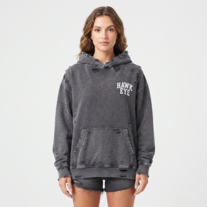 Sudadera con Capucha de Forro Polar para Mujer, Estampado Gráfico Personalizado, Gris Desgastado, Sudadera de Invierno Informal de Algodón con Bolsillos - Product Image 5