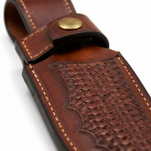 Étui à couteaux en cuir durable, matériau en cuir véritable, design compact et élégant, idéal pour le rangement des couteaux, la collection et l'usage quotidien. - Product Image 3