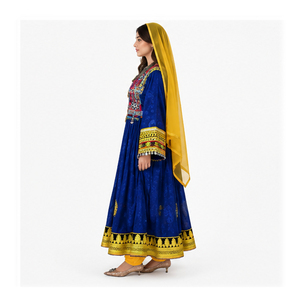 High Quality Tribal Traditional Afghan Kuchi Sequined Lace Zippers Button Embroidered Vintage Knee Length Afghan Kuchi Dress - Product Image 5