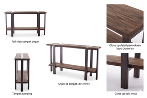 Mesa Larga y Delgada Moderna Denoda con Base de Hierro y Tapa de Madera Sólida, Ecológica, Duradera, para Apartamento, Salón, Oficina, Mueble Profesional - Product Image 4