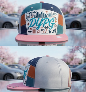 หมวกแก๊ป Snapback สำหรับผู้ชายและผู้หญิง หมวก Snapback ปักลาย 3 มิติ ออกแบบเองได้ สำหรับกอล์ฟ ดีไซน์สีสันสดใส ขอบสีชมพู - Product Image 2