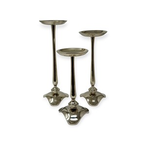 Ensemble de chandeliers de luxe en métal argenté, élégants et modernes, pour bougies coniques et pilier, centre de table de mariage - Product Image 1