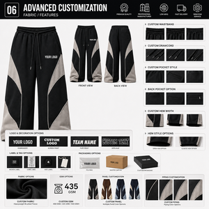 Pantalones Deportivos Holgados para Hombre, con Bloques de Color, Cordón Elástico, Diseño Casual con Paneles, Pierna Ancha, Negros, Transpirables, para Invierno - Product Image 3