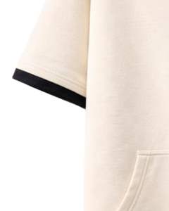 Sudadera con Capucha Personalizada para Hombre, Negra, Manga Corta, Algodón, Felpa, Estilo Casual Urbano, Bolsillo Canguro, Ligera, para Verano - Product Image 4